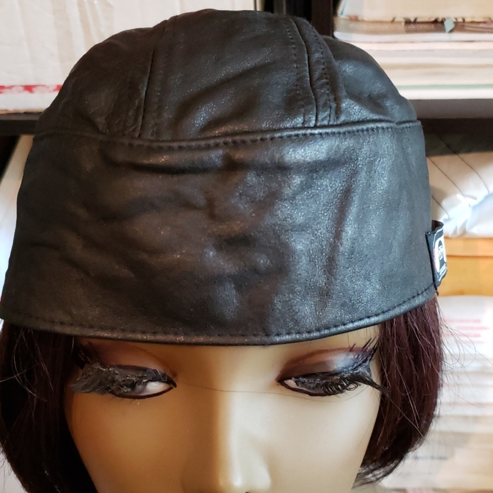 Genuine Leather Skull Cap
